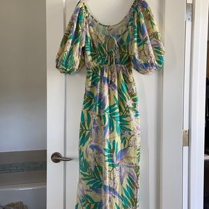 Maxi summer linen look cotton dress